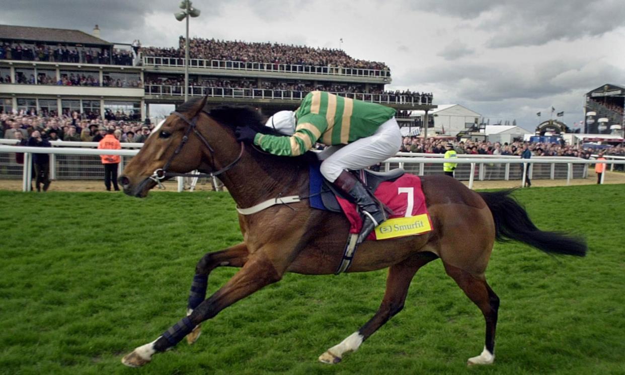 <span>Istabraq, with Charlie Swan aboard, on the way to winning the Champion Hurdle in 2000.</span><span>Photograph: David Ashdown/Getty Images</span>