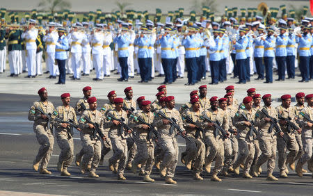 Saudi troops march as they take part in Pakistan Day military parade in Islamabad, Pakistan, March 23, 2017. REUTERS/Faisal Mahmood