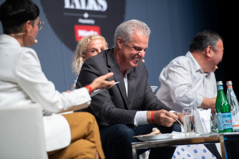 Chef Eric Ripert delighted with tasting chef Tetsuya Wakuda's food. (PHOTO: The World's 50 Best Restaurants 2019)
