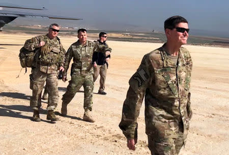 U.S. Army General Jospeh Votel, head of Central Command, visits an airbase at an undisclosed location in northeast Syria, February 18, 2019. REUTERS/Phil Stewart