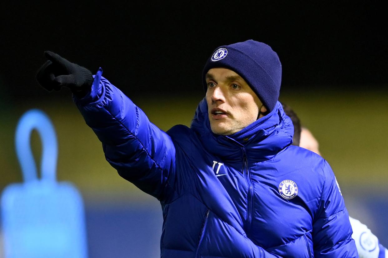 Thomas Tuchel directs training (Getty)