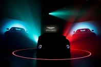 Aston Martin DBX, the company's first sport utility vehicle, waits to be unveiled at its global launch ceremony in Beijing