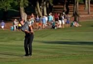 Mar 23, 2019; Palm Harbor, FL, USA; Paul Casey chips onto the 18th green during the third round of the Valspar Championship golf tournament at Innisbrook Resort - Copperhead Course. Mandatory Credit: Jasen Vinlove-USA TODAY Sports