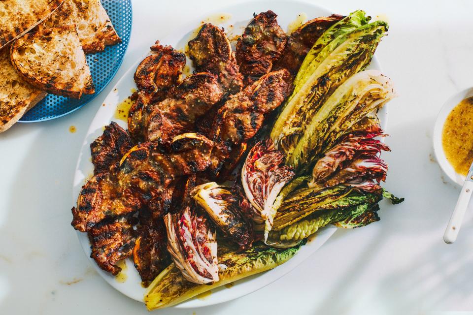 Grilled Short Ribs and Lettuces with Mustard-Orange Dressing