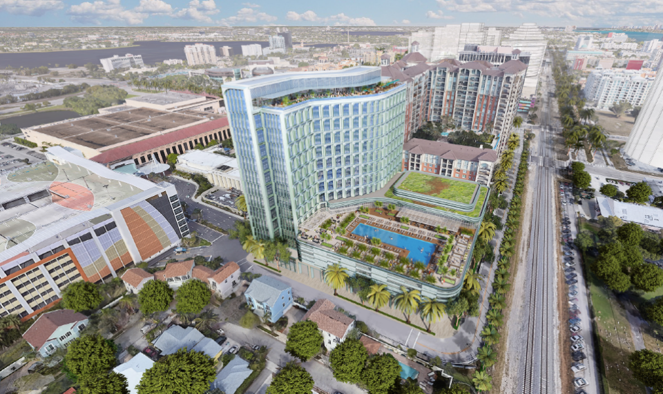 Rendering of 20-story Signia by Hilton hotel at the Palm Beach County Convention Center in West Palm Beach. The hotel would be built by Related Cos. of New York.