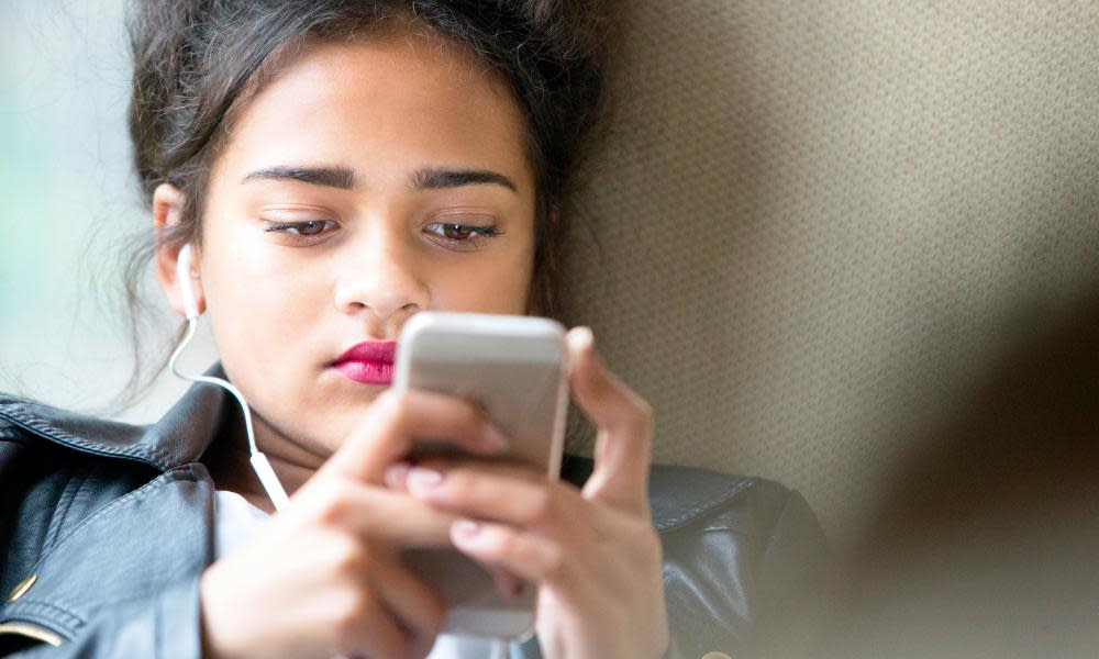 A girl using a smartphone