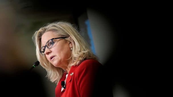 PHOTO: FILE - U.S. Rep. Liz Cheney, vice chairwoman of the Select Committee to Investigate the January 6th Attack on the U.S. Capitol, speaks during a Constitution Day lecture at American Enterprise Institute, Sept. 19, 2022 in Washington, DC. (Drew Angerer/Getty Images, FILE)