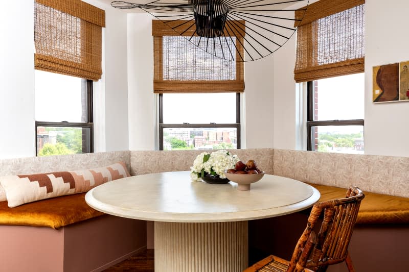 Custom banquette in in dining room.