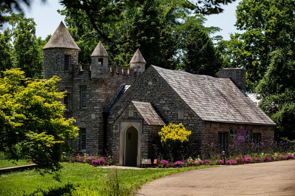 The Castle Terrace is a hand-built stone castle at Yew Dell Botanical Gardens. June 14, 2022