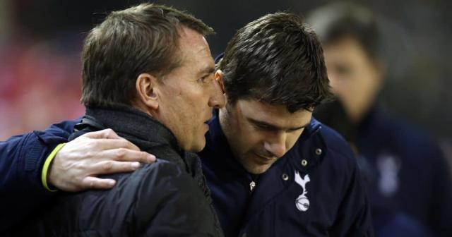 Brendan Rodgers, Mauricio Pochettino after Liverpool v Tottenham in the Premier League Credit: Alamy