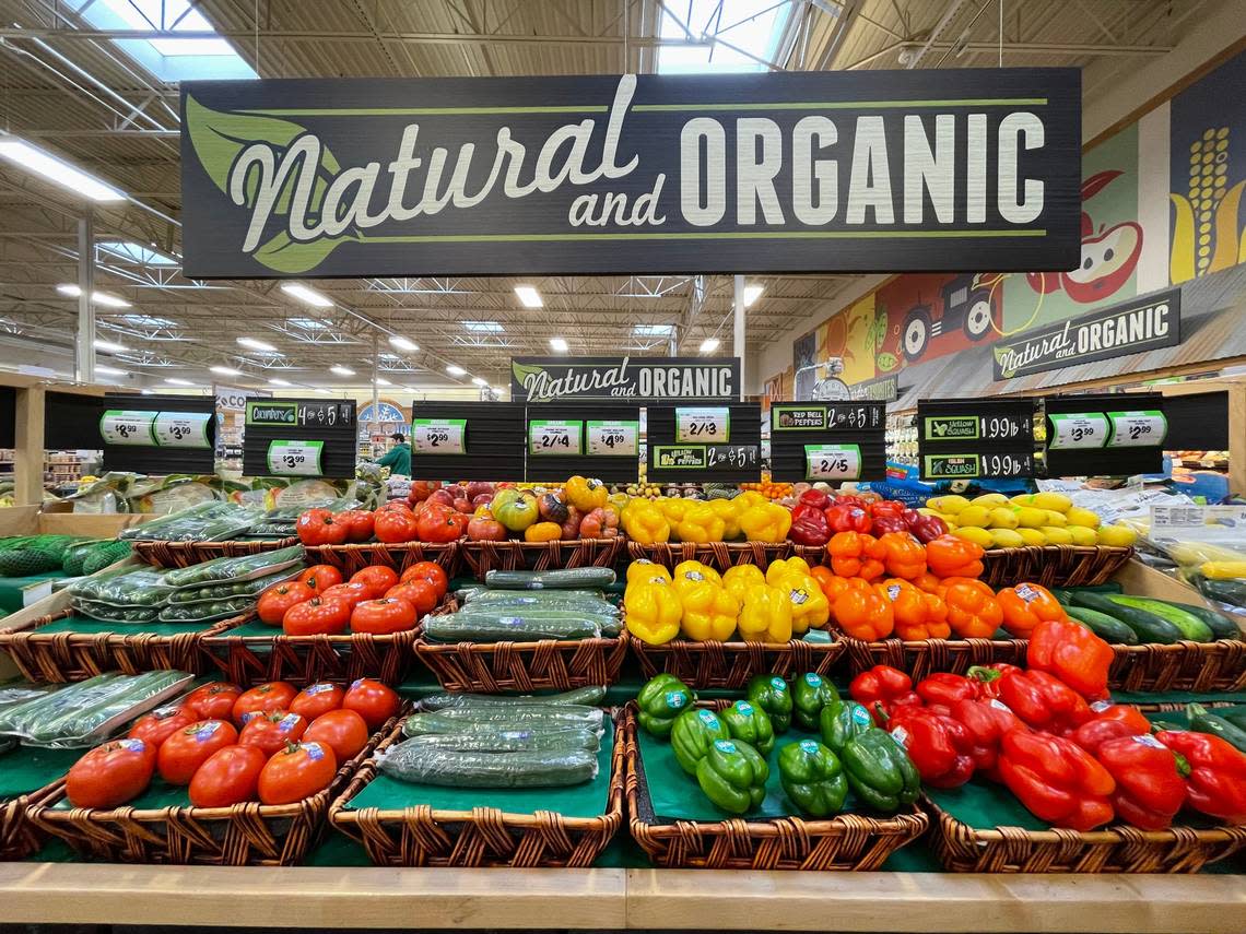 The Sprouts grocery chain specializes in natural foods, including a large selection of organic produce. This photo was taken inside Sprouts in Raleigh on June 27, 2022.