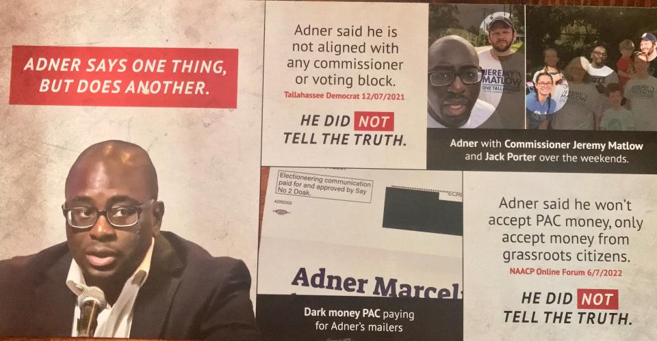 Grow Tallahassee sent out this mailer attacking Adner Marcelin, candidate for City Commission Seat 5.