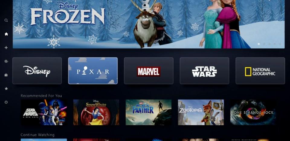 Disney+ app running on a smart TV platform.