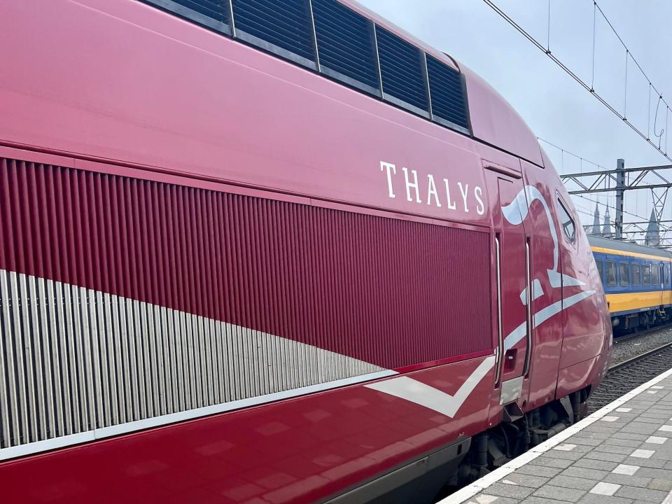 Europe's Thalys high-speed train at Amsterdam Central Station.