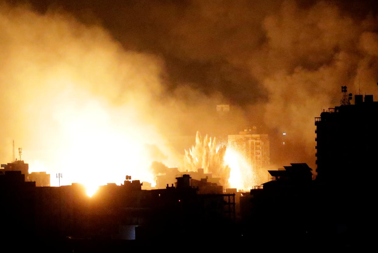 Smoke rises following an Israeli air strike on Gaza City, 9 October 2023 (EPA)