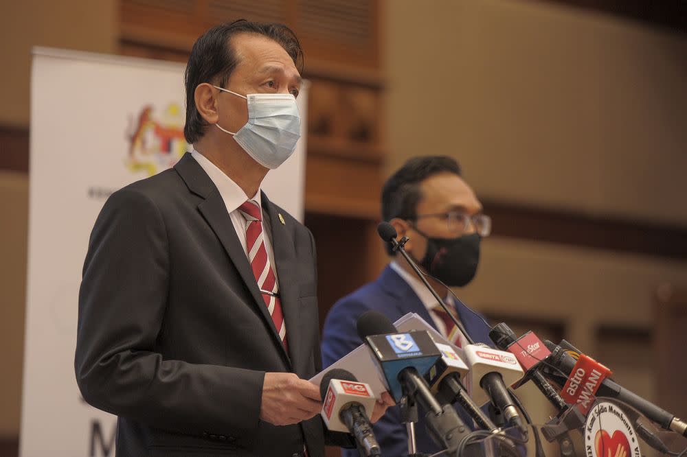 Health Director-General Tan Sri Dr Noor Hisham Abdullah speaks during a press conference in Putrajaya on November 4, 2020. — Picture by Shafwan Zaidon