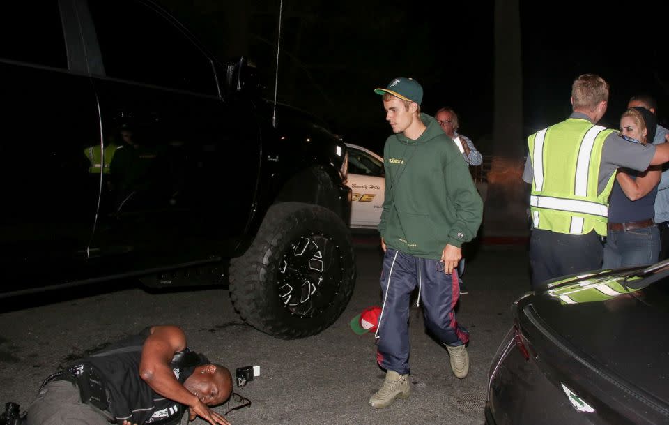 Justin Bieber was involved in a collision with a pedestrian earlier today. Source: Backgrid