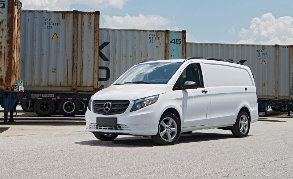 <p>Hey, we said luxury <em>badges</em>, not luxury <em>vehicles</em>! The smaller of Mercedes-Benz's two cargo vans available stateside, the <a href="https://www.caranddriver.com/mercedes-benz/metris" rel="nofollow noopener" target="_blank" data-ylk="slk:Metris;elm:context_link;itc:0;sec:content-canvas" class="link ">Metris</a>, wears the three-pointed star just as proudly as any other Benz. It might not look so stylish rolling around with its standard steel wheels and unrelentingly boxy body, but it surely is the most practical vehicle on this list. The base Metris is a work-oriented cargo van with rear-wheel drive and a turbocharged 2.0-liter four-cylinder. A passenger version is offered, too, but it starts above $38,000.</p><ul><li>Engine: 208-hp turbocharged 2.0-liter inline-four </li><li>Cargo space: 38 (passenger) 183–199 (cargo) cubic feet </li></ul><p><a class="link " href="https://www.caranddriver.com/mercedes-benz/metris/specs" rel="nofollow noopener" target="_blank" data-ylk="slk:MORE METRIS SPECS;elm:context_link;itc:0;sec:content-canvas">MORE METRIS SPECS</a></p>