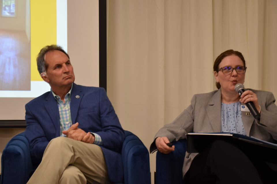 President and CEO of CHIEF Greg Snook, left, on a panel with Director of Community and Economic Development for the City of Hagerstown Jill Thompson.