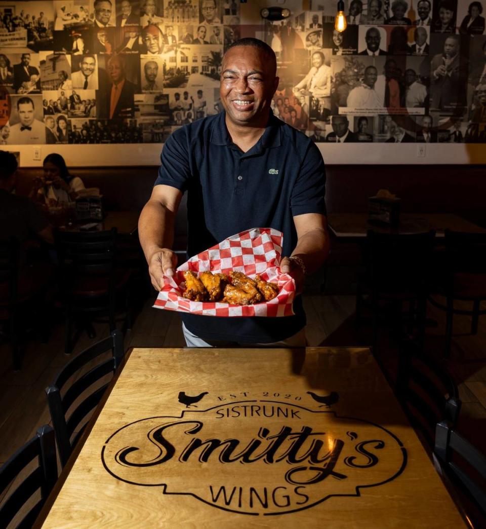 Chris Smith, the owner of Smitty’s Wings and a former Democratic member of the Florida Senate, is photographed at his restaurant in the Sistrunk neighborhood on Tuesday, July 2, 2024, in Fort Lauderdale, Florida.