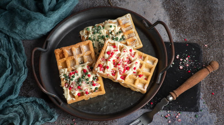 Beglain waffles served on plate