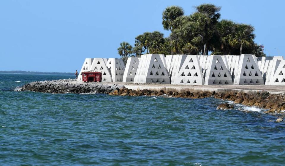 Cement structures near the Sunshine Skyway Bridge in Manatee County will reduce erosion and help water quality, according to the state.