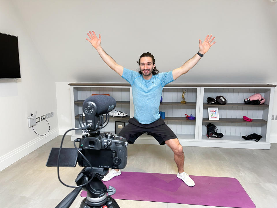 LONDON, ENGLAND - JANUARY 11: Joe Wicks aka 'The Body Coach is seen during his live PE With Joe on January 11, 2021 in London, United Kingdom. As the UK enters it's third lockdown since the COVID-19 global pandemic started Joe has once again started keeping the nation's school children fit with free online sports classes. Photo by The Body Coach via Getty Images. (Photo by The Body Coach/The Body Coach via Getty Images)