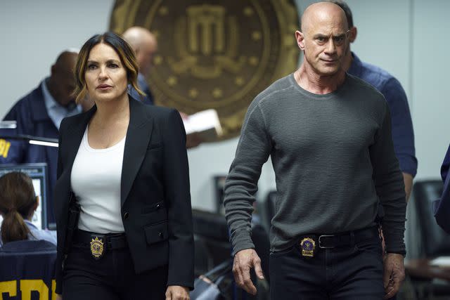 <p>Peter Kramer/NBC via Getty</p> Mariska Hargitay as Captain Olivia Benson and Christopher Meloni as Det. Elliot Stabler on "Law & Order: Special Victims Unit"