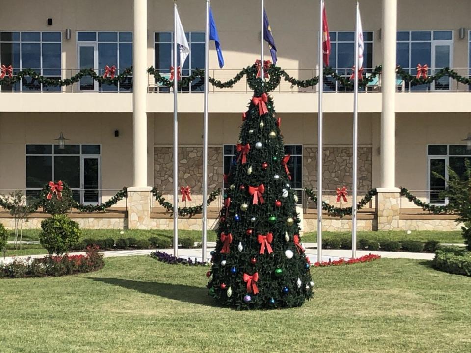 Christmas tree behind the Shores Community Center on 3000 Bellemead Dr.