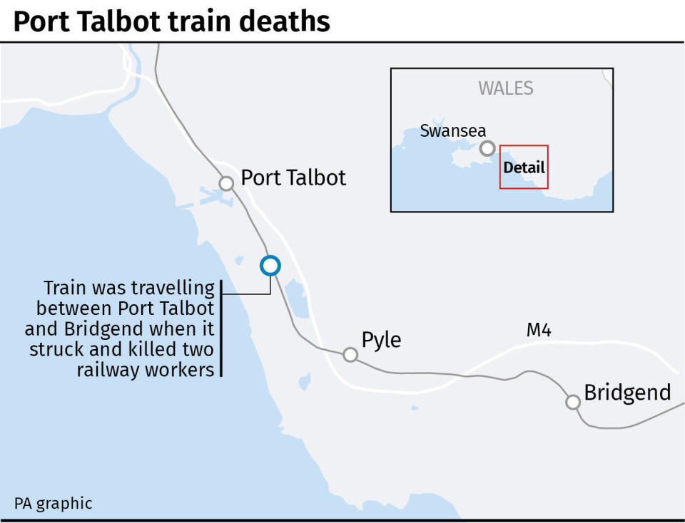 Port Talbot train deaths. See story TRANSPORT PortTalbot. Infographic from PA Graphics