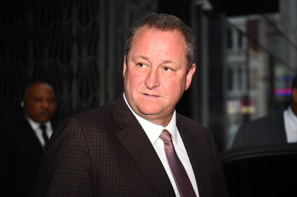 Sports Direct CEO Mike Ashley leaving the Sports Direct headquarters in London, as the company has revealed it is being pursued by authorities in Belgium over a 674 million euro (£605 million) tax bill, following a recent audit. (Photo by Kirsty O'Connor/PA Images via Getty Images)