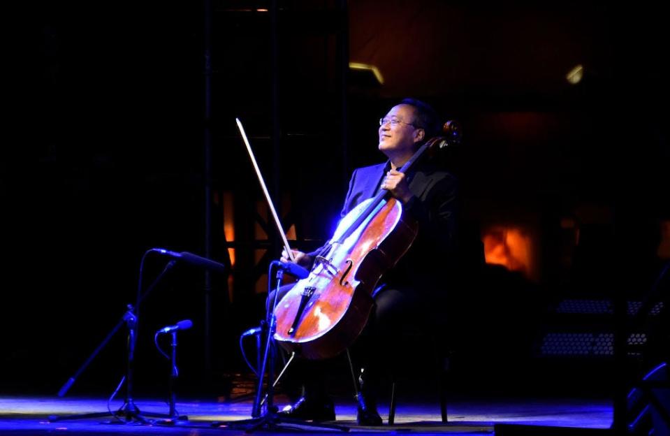 Yo-Yo Ma performs during a concert called "The Bach Project" at the Monumento a la Revolucion in Mexico City on March 26, 2019.