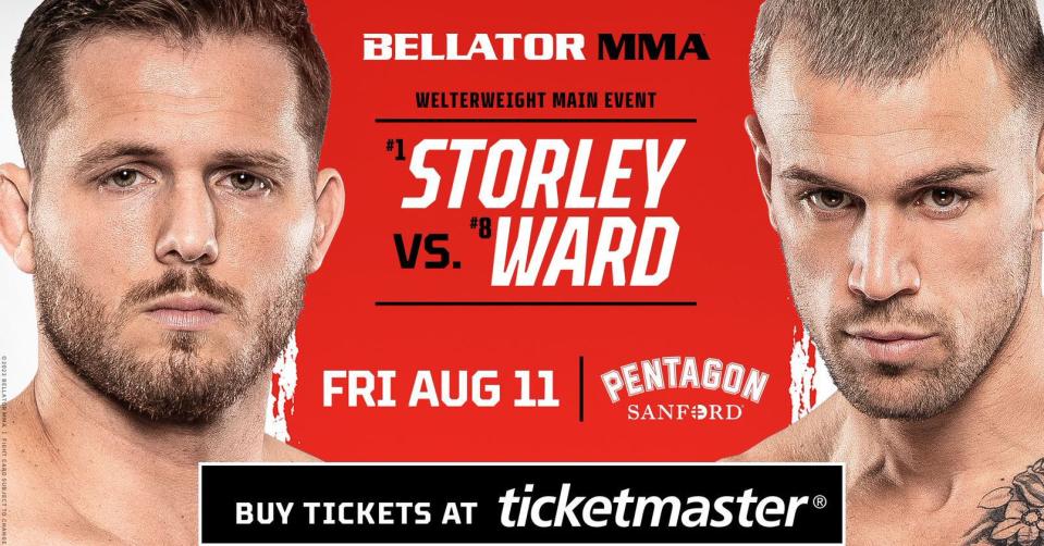 Roslyn native and Webster High School graduate Logan Storley (left) will fight Brennan Ward during Bellator MMA 298 scheduled for Friday, Aug. 11, 2023 in the Sanford Pentagon at Sioux Falls.