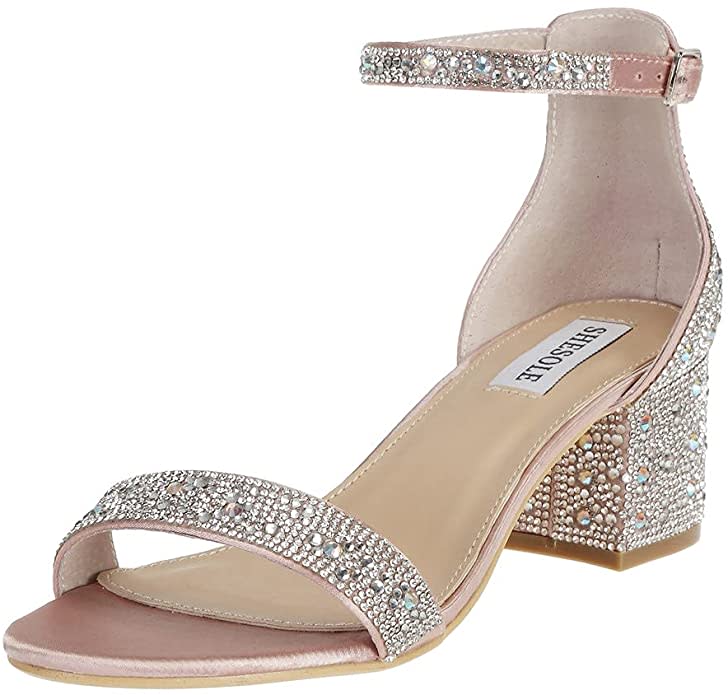 Glittery open-toed block heeled shoes