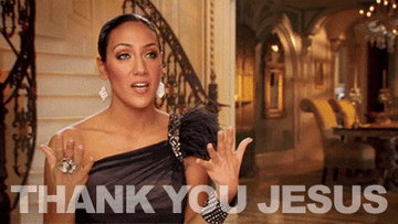 Melissa Gorga saying "thank you jesus"