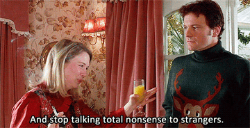 Renée Zellweger talking to Colin Firth in "Bridget Jones's Diary."