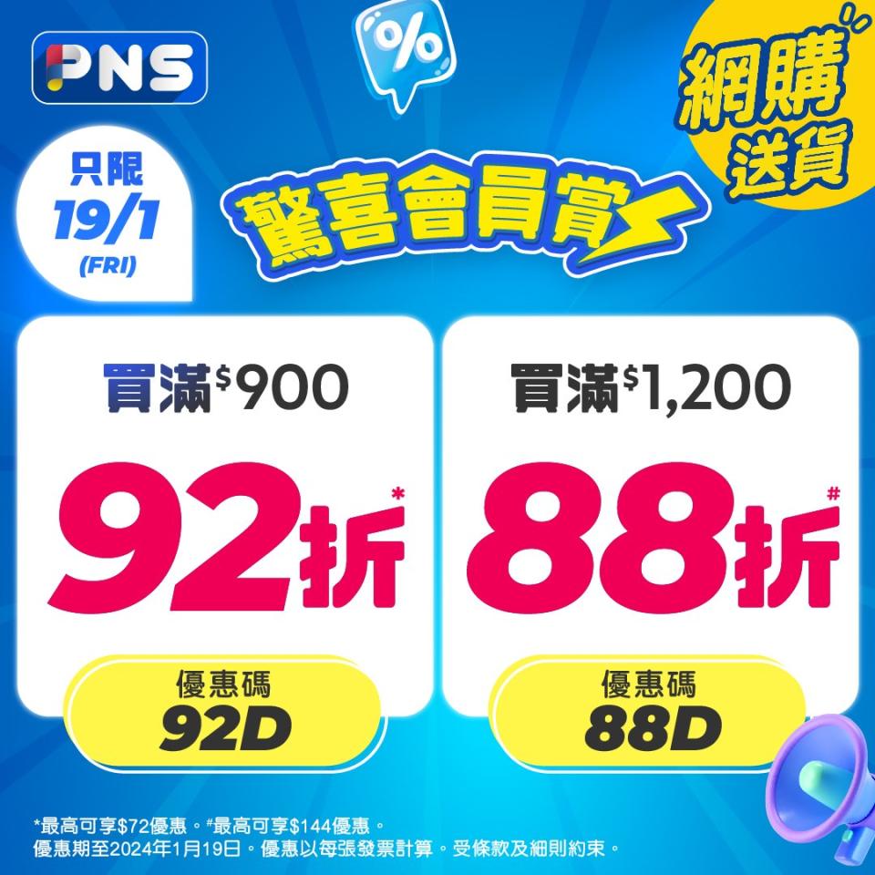 【百佳】網店買滿$1,200 可享88折優惠（只限19/01）