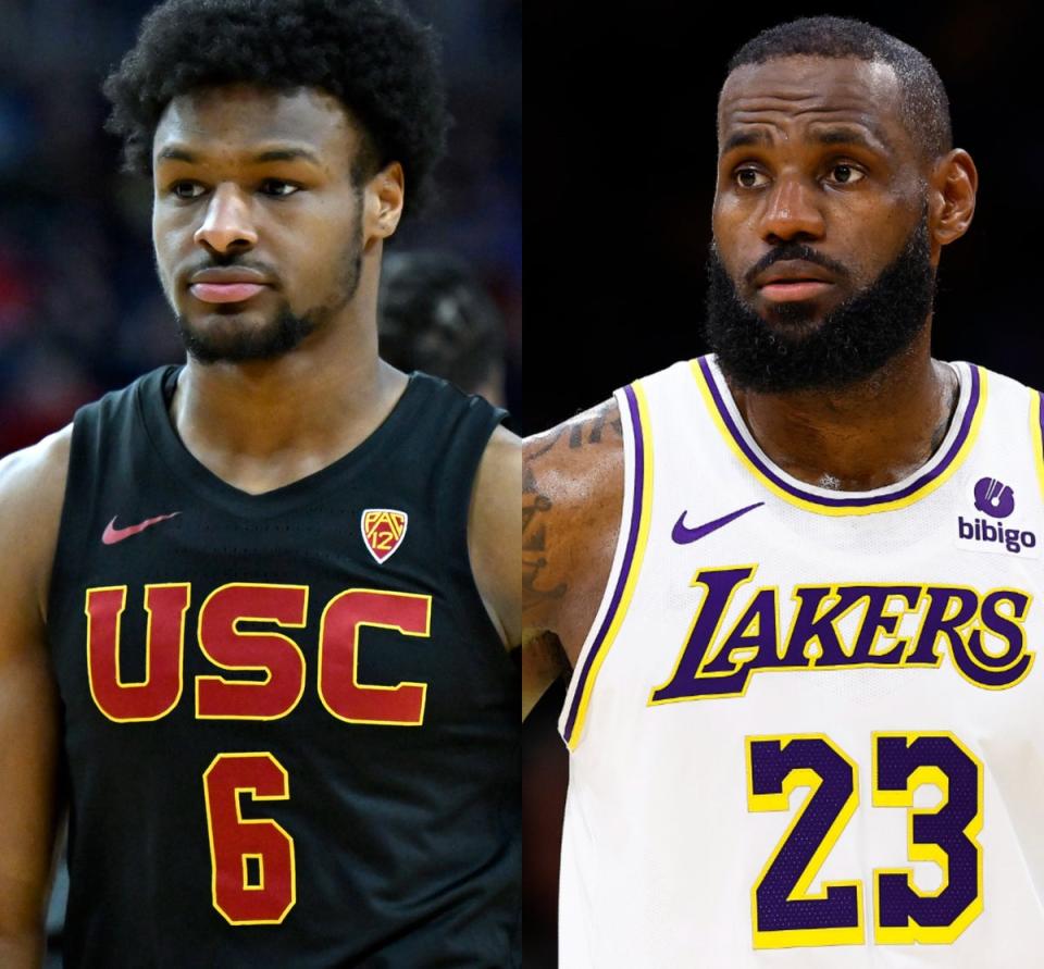 History-makers: Bronny James has joined dad LeBron as a member of the Los Angeles Lakers (Getty Images)