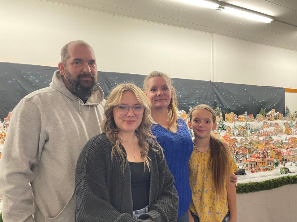 From right to left; Steve, Peytyn, Robin and Taryn Moody at Robin's Christmas Corner on Nov. 21, 2023. Their Christmas Village will be open through the first weekend of January.