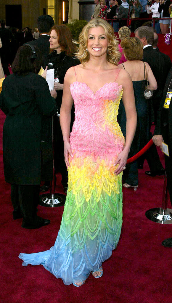 2002: Country cutie Faith Hill looked far from tasty in the tacky, snow cone-colored creation she unveiled in 2002 at the 74th Academy Awards.