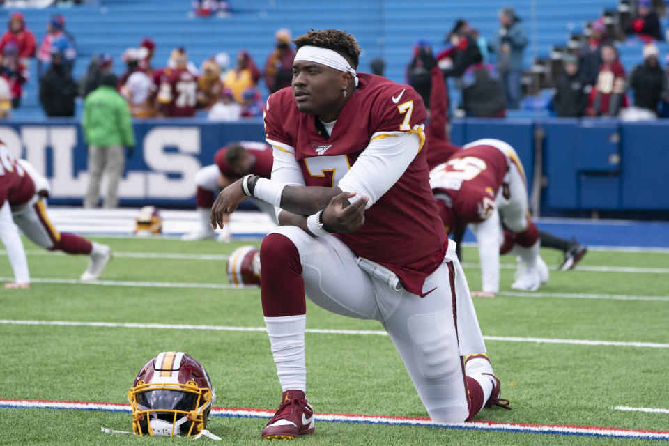 Rookie first-round pick Dwayne Haskins made his first start for Washington on Sunday in Buffalo. (Gregory Fisher/Getty Images)