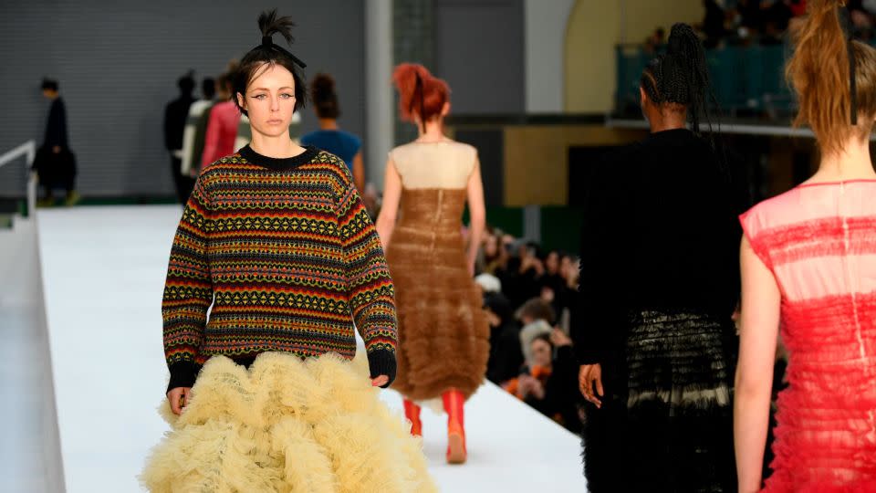 Designer Molly Goddard regularly features a Fair Isle knit during her shows at London Fashion Week. - Giovanni Giannoni/WWD/Penske Media/Getty Images