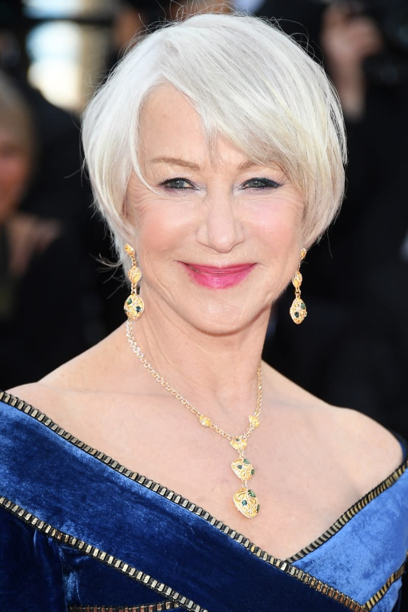 Helen Mirren is pictured with grey hair whilst attending the screening of 
