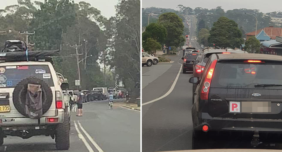 Photos shared to NSW south coast community Facebook groups showed standstill traffic on Thursday morning.