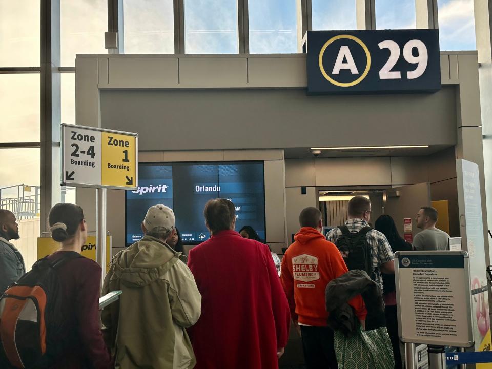 Line to get on spirit flight 