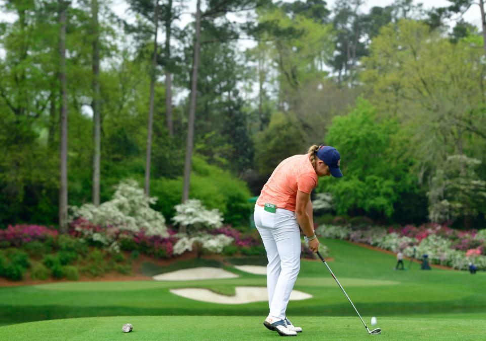 Kaleigh Telfer tees off on the 12th hole in the inaugural Augusta National Women's Amateur in 2019.