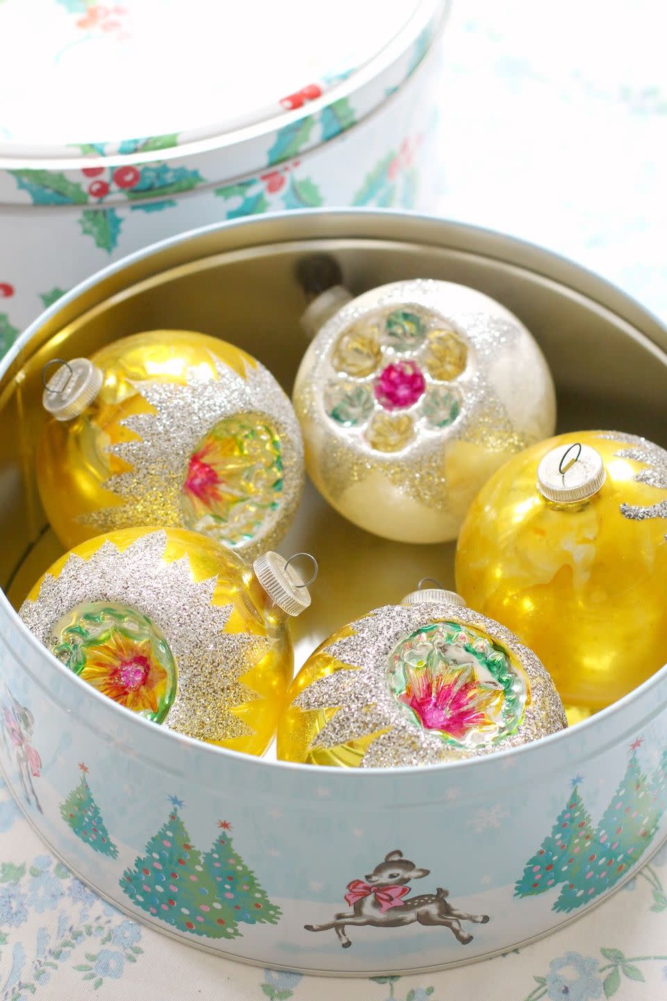 ornament storage in tin containers
