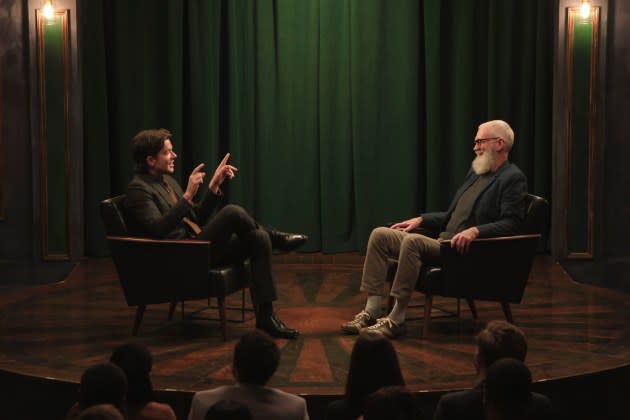 John Mulaney and David Letterman on 'My Next Guest Needs No Introduction.' - Credit: COURTESY OF NETFLIX