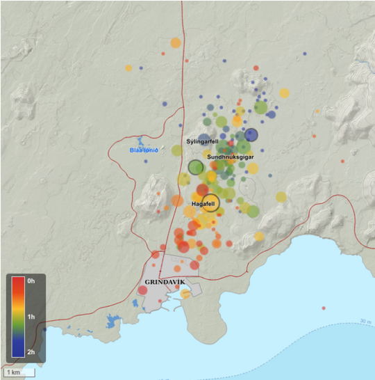 A map showing the latest earthquake activity (The Icelandic Met Office)