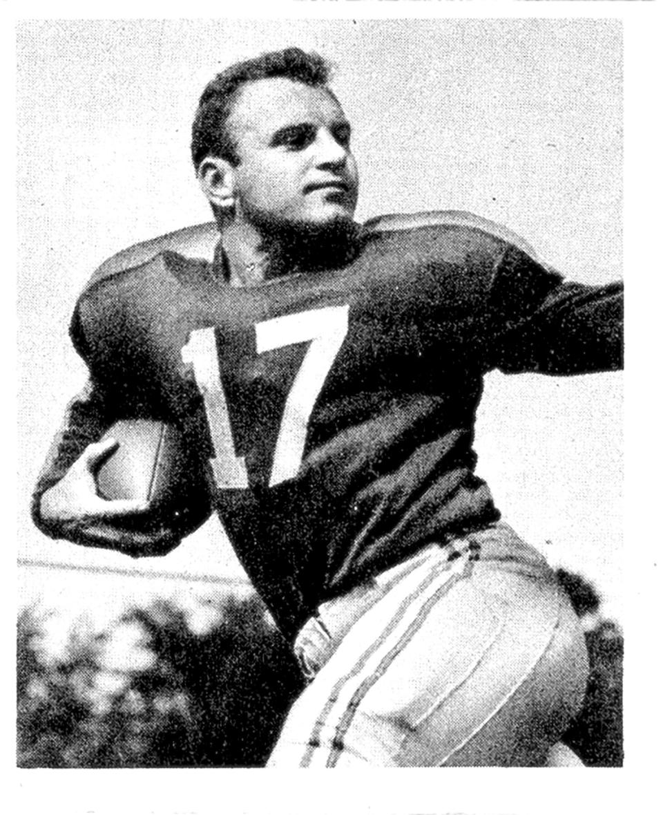  Halfback Monk Maznicki of the NFL Boston Yanks, 1947. This same image was used on his Bowman football card that season.